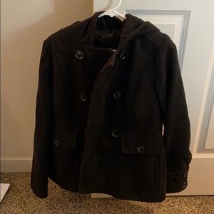 Black button up pea coat